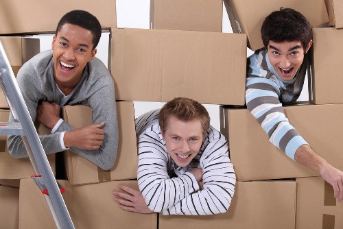 Boxes and furniture arranged for a local removal service in Camden