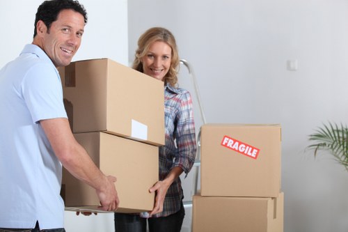 Moving office furniture and equipment through a Camden property