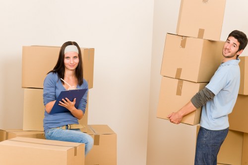 Trained moving staff handling furniture with care
